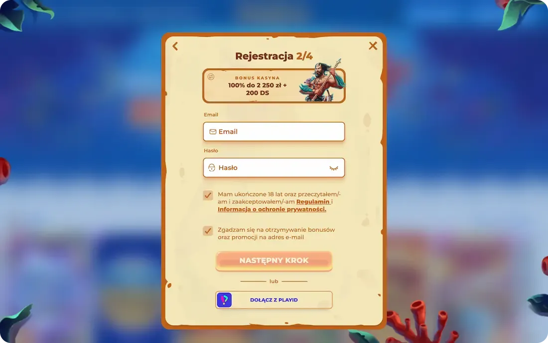 rejestracja w kasynie Posido