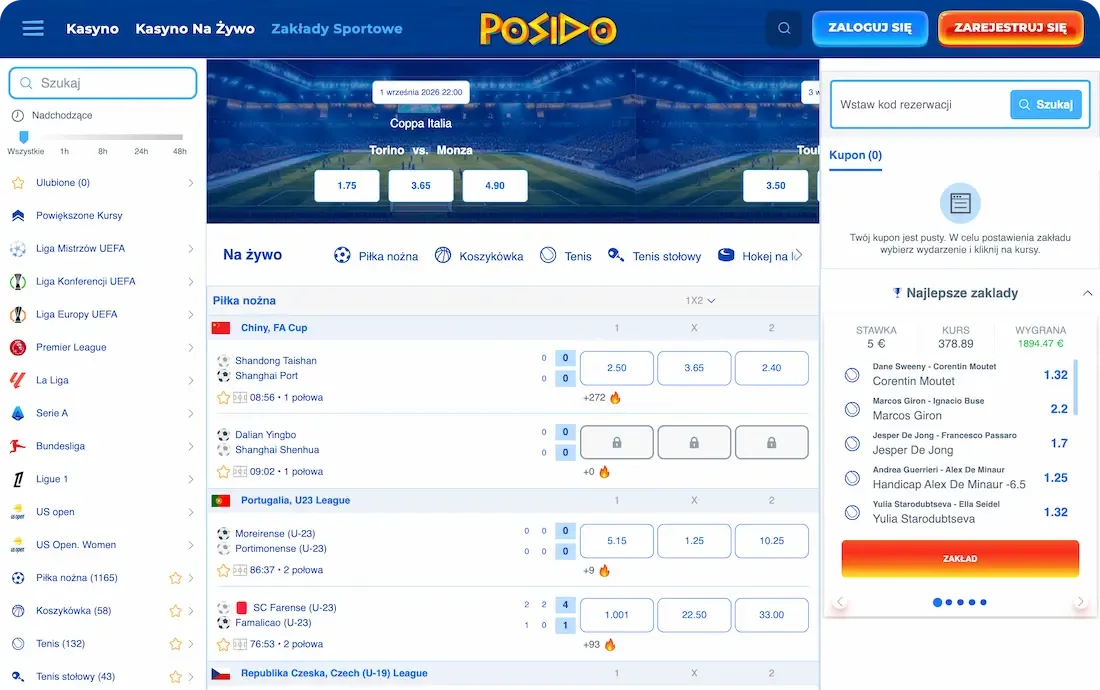 zakłady sportowe w kasynie Posido